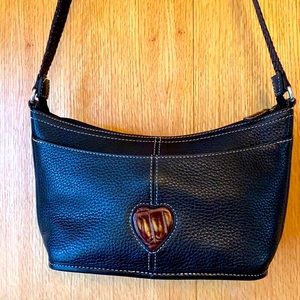 Classic Brighton heart brown black croc pebbled leather mini hobo bag purse EUC